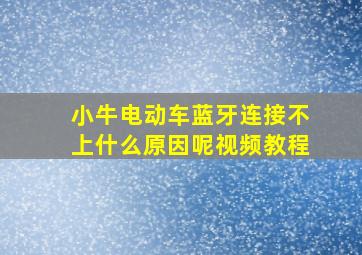 小牛电动车蓝牙连接不上什么原因呢视频教程