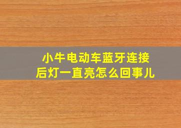 小牛电动车蓝牙连接后灯一直亮怎么回事儿