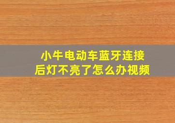 小牛电动车蓝牙连接后灯不亮了怎么办视频