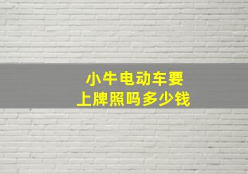 小牛电动车要上牌照吗多少钱