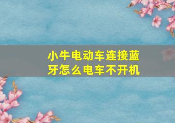 小牛电动车连接蓝牙怎么电车不开机