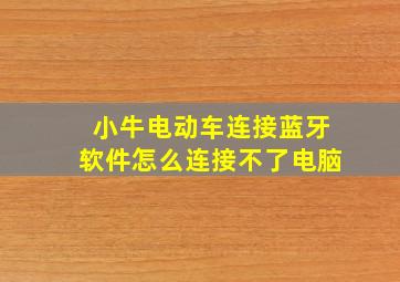 小牛电动车连接蓝牙软件怎么连接不了电脑