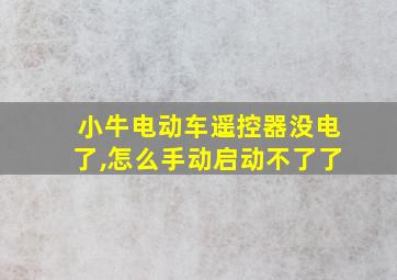 小牛电动车遥控器没电了,怎么手动启动不了了