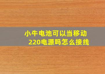 小牛电池可以当移动220电源吗怎么接线