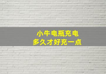 小牛电瓶充电多久才好充一点