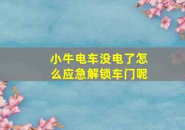 小牛电车没电了怎么应急解锁车门呢