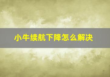 小牛续航下降怎么解决