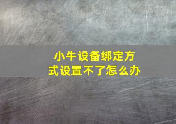 小牛设备绑定方式设置不了怎么办