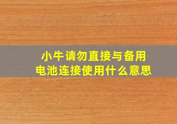 小牛请勿直接与备用电池连接使用什么意思