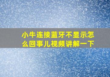 小牛连接蓝牙不显示怎么回事儿视频讲解一下