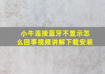 小牛连接蓝牙不显示怎么回事视频讲解下载安装