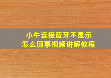 小牛连接蓝牙不显示怎么回事视频讲解教程