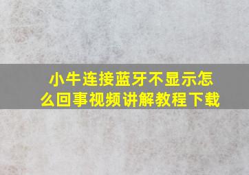 小牛连接蓝牙不显示怎么回事视频讲解教程下载