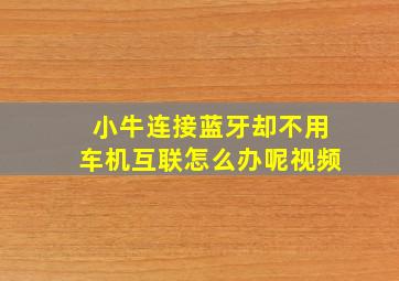 小牛连接蓝牙却不用车机互联怎么办呢视频