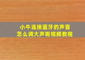 小牛连接蓝牙的声音怎么调大声呢视频教程