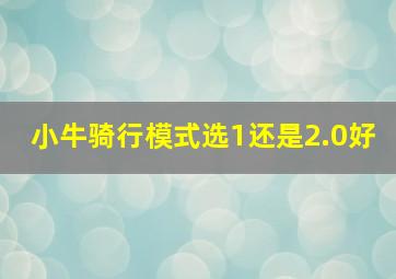 小牛骑行模式选1还是2.0好