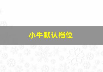 小牛默认档位