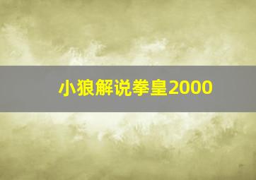 小狼解说拳皇2000