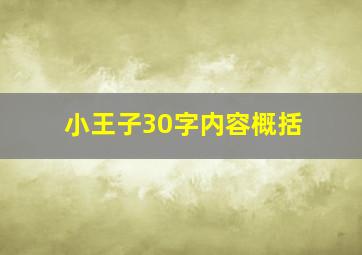 小王子30字内容概括