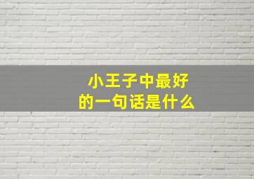 小王子中最好的一句话是什么