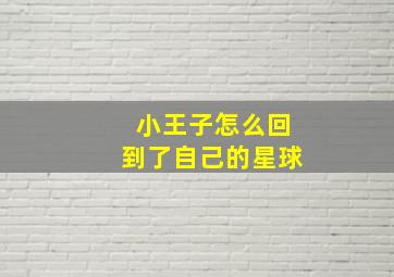 小王子怎么回到了自己的星球