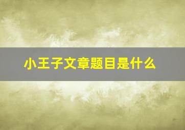 小王子文章题目是什么