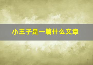 小王子是一篇什么文章