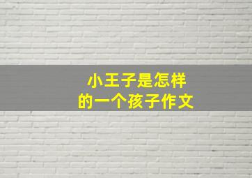 小王子是怎样的一个孩子作文