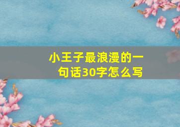 小王子最浪漫的一句话30字怎么写