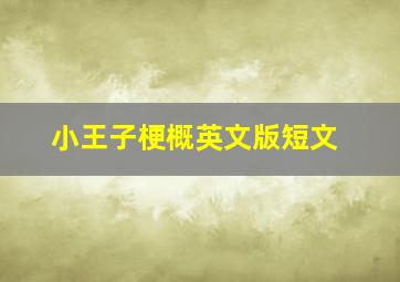 小王子梗概英文版短文