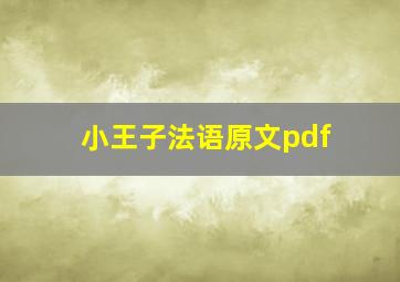 小王子法语原文pdf