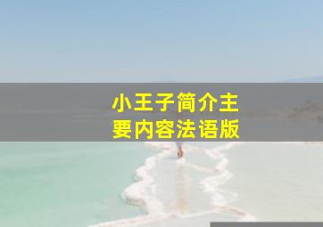 小王子简介主要内容法语版