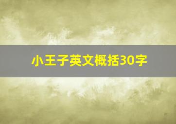 小王子英文概括30字