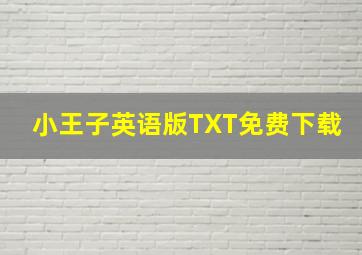 小王子英语版TXT免费下载