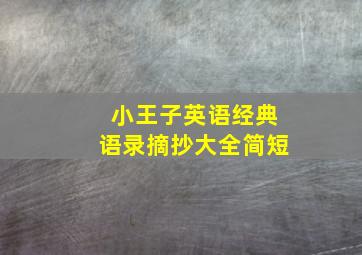 小王子英语经典语录摘抄大全简短