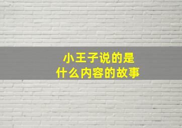 小王子说的是什么内容的故事