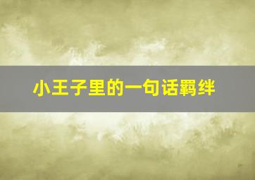 小王子里的一句话羁绊