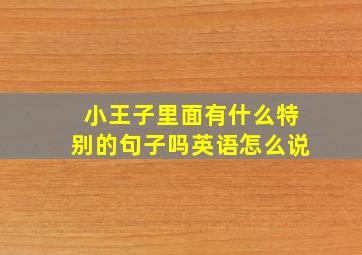 小王子里面有什么特别的句子吗英语怎么说