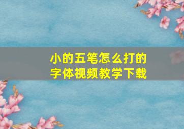 小的五笔怎么打的字体视频教学下载