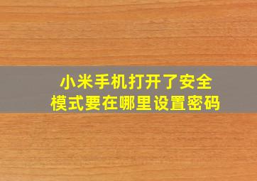 小米手机打开了安全模式要在哪里设置密码