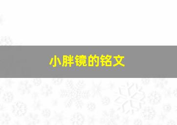 小胖镜的铭文