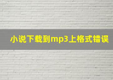 小说下载到mp3上格式错误