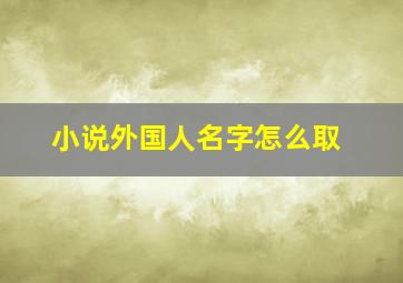 小说外国人名字怎么取