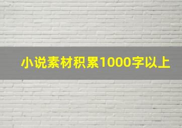 小说素材积累1000字以上