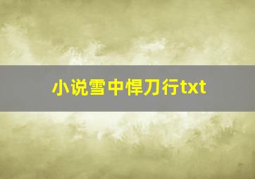 小说雪中悍刀行txt