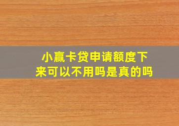 小赢卡贷申请额度下来可以不用吗是真的吗