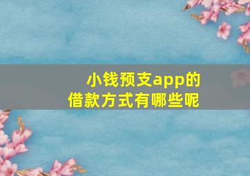 小钱预支app的借款方式有哪些呢