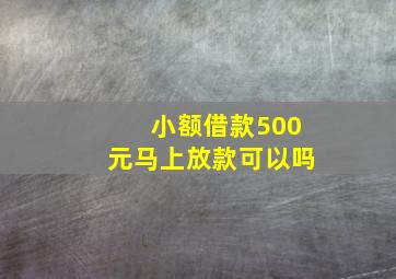 小额借款500元马上放款可以吗