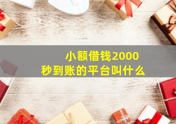 小额借钱2000秒到账的平台叫什么