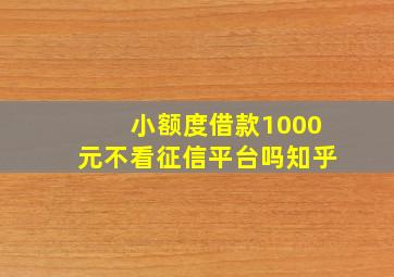 小额度借款1000元不看征信平台吗知乎